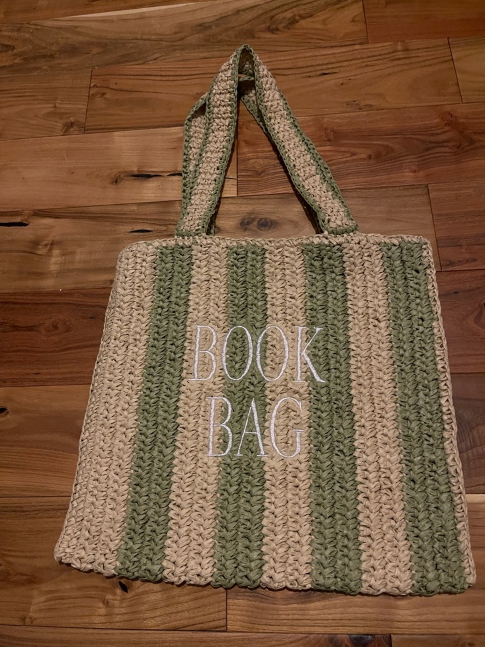 NWOT..Green & Cream Striped Book Tote by the bookish goods